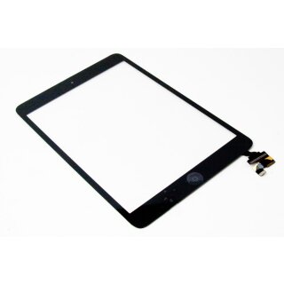Apple iPad Mini 3 - Touchscreen / Displayglas mit Home Button und Kleinteilen + IC Chip in Schwarz