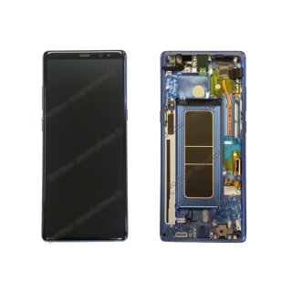 Samsung Galaxy Note 8 LCD Display und Touchscreen mit Rahmen Blau