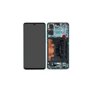 LCD + Touch + Frame + Battery für ELE-L29, ELE-L09 Huawei P30 - aurora blue - New Version