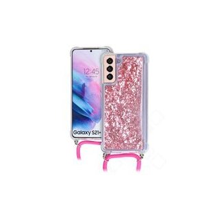 anco Lanyard Case transparent Glitter für G996B Samsung Galaxy S21+ - rose