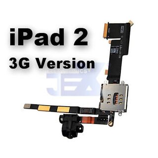 Replacement Audio Jack Flex Cable with Sim Card Reader for iPad 2 (Wifi+3g)
