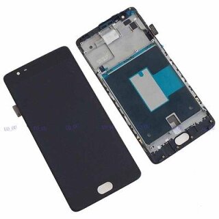 One Plus 3 und 3T LCD Display und Touchscreen mit Rahmen Schwarz