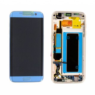 Samsung Galaxy S7 Edge LCD Display und Touchscreen mit Rahmen Blau